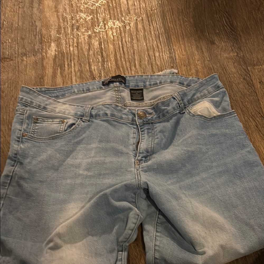 Blue Jeggings with Relaxed Fit and Faded Look